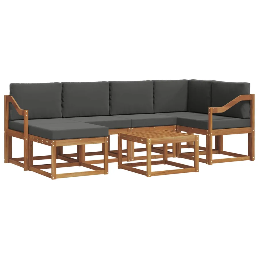 Ensemble de canapés d'extérieur 7 pcs Naturel et Anthracite - 2