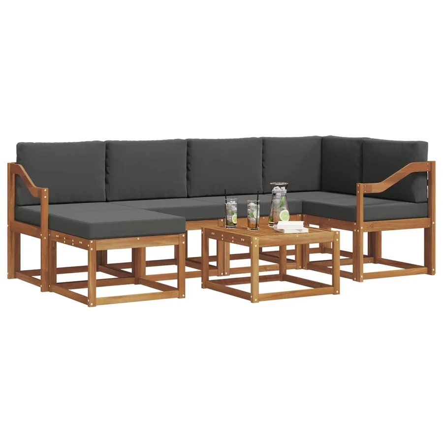Ensemble de canapés d'extérieur 7 pcs Naturel et Anthracite - 3