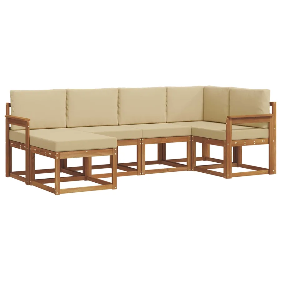 Ensemble de canapés d'extérieur 6 pcs Naturel et Beige - 2