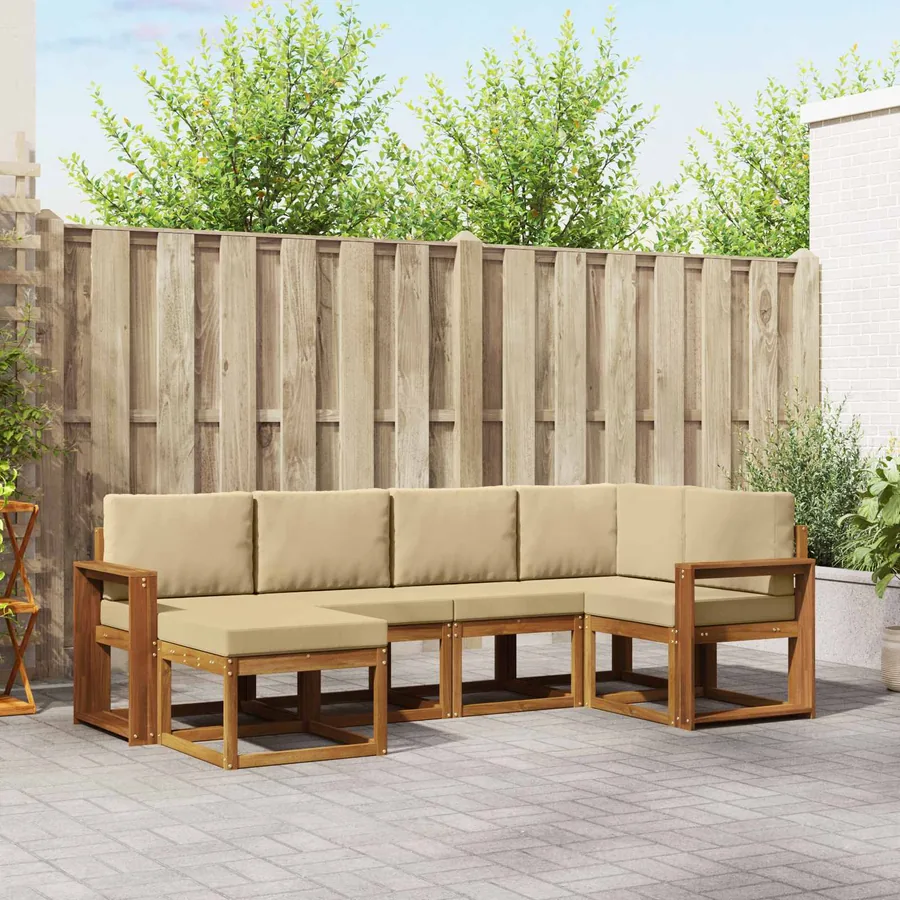 Ensemble de canapés d'extérieur 6 pcs Naturel et Beige