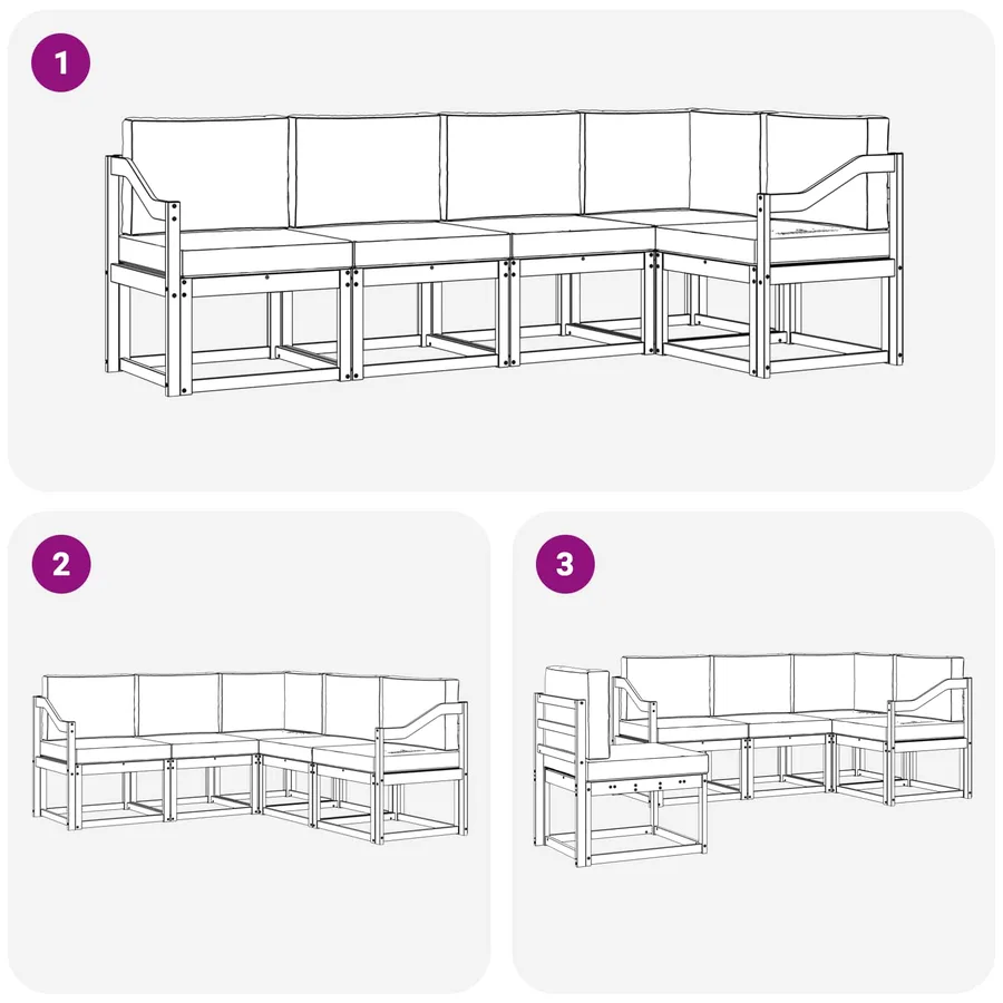 Ensemble de canapés d'extérieur 5 pcs Naturel et Beige - 7