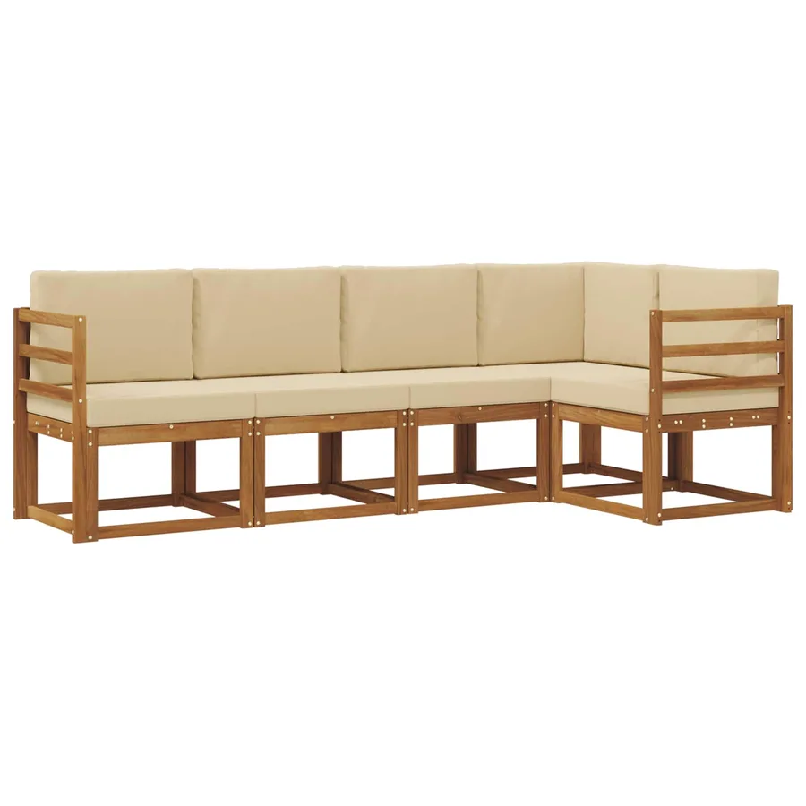 Ensemble de canapés d'extérieur 5 pcs Naturel et Beige - 2