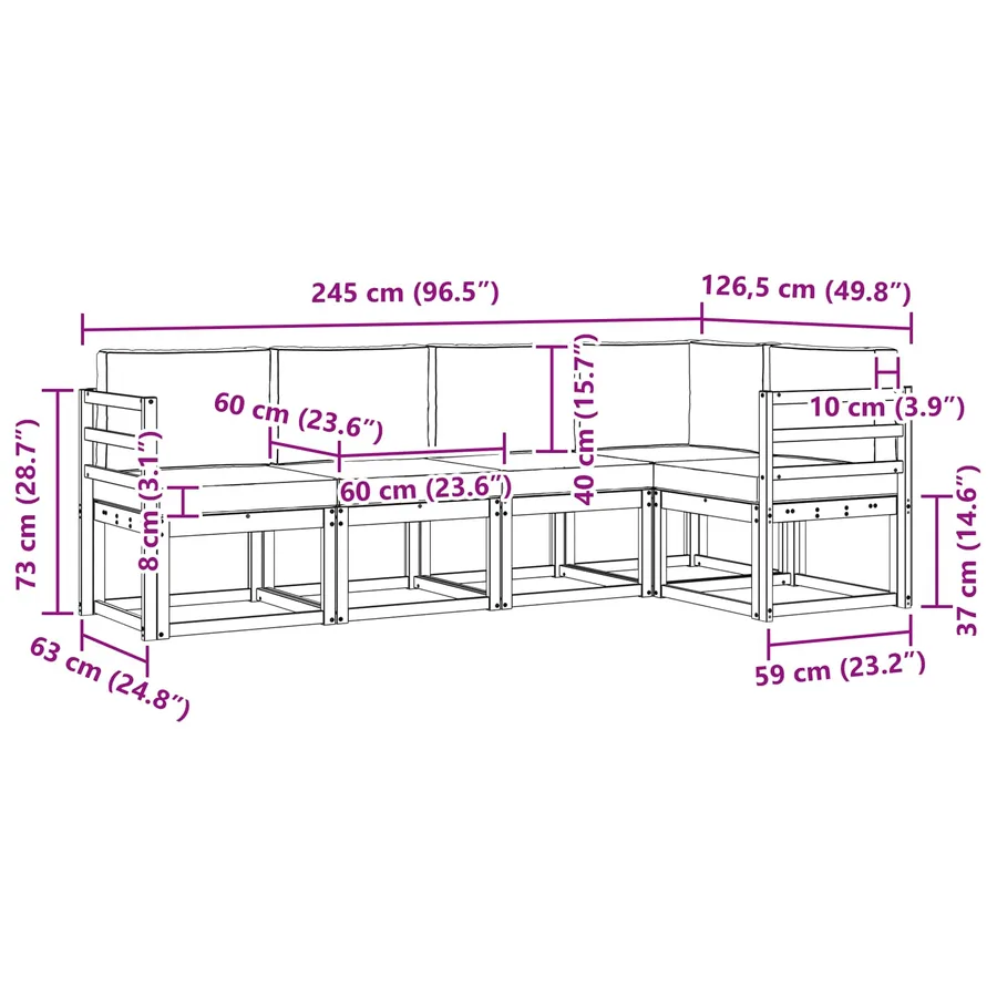 Ensemble de canapés d'extérieur 5 pcs Naturel et Beige - 9