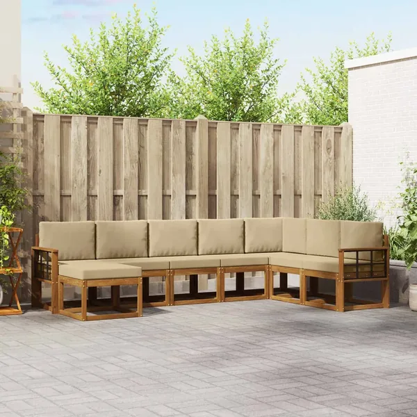 Ensemble de canapés d'extérieur 8 pcs Naturel et Beige
