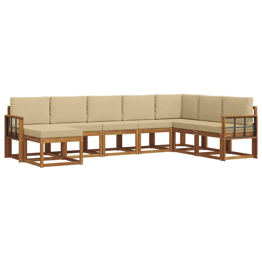 Ensemble de canapés d'extérieur 8 pcs Naturel et Beige - 3
