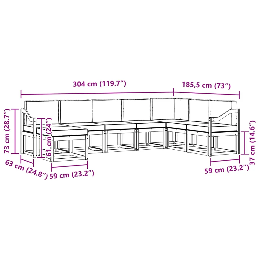 Ensemble de canapés d'extérieur 8 pcs Naturel et Anthracite - 9