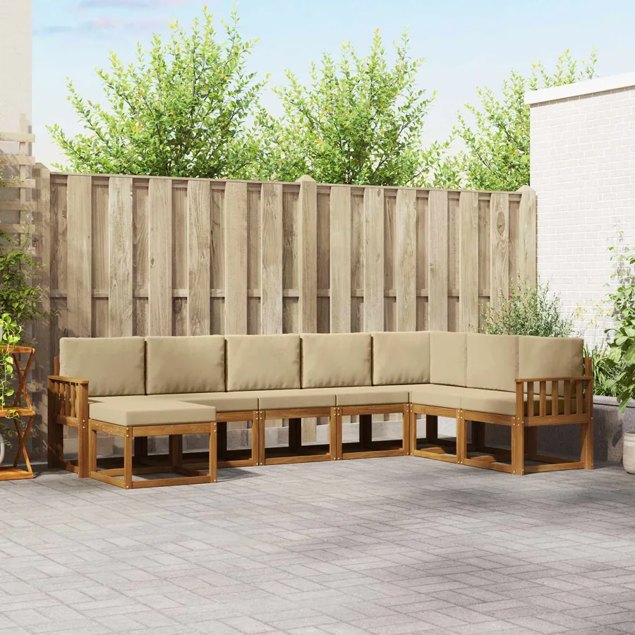 Ensemble de canapés d'extérieur 8 pcs Naturel et Beige