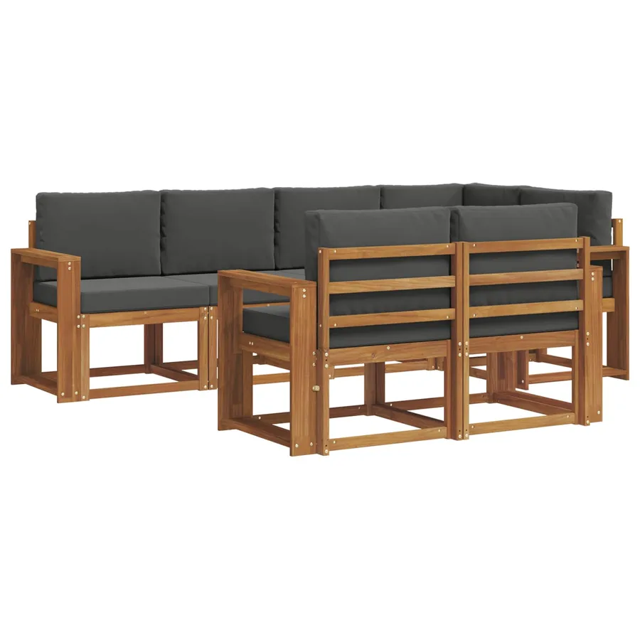 Ensemble de canapés d'extérieur 7 pcs Naturel et Anthracite - 2
