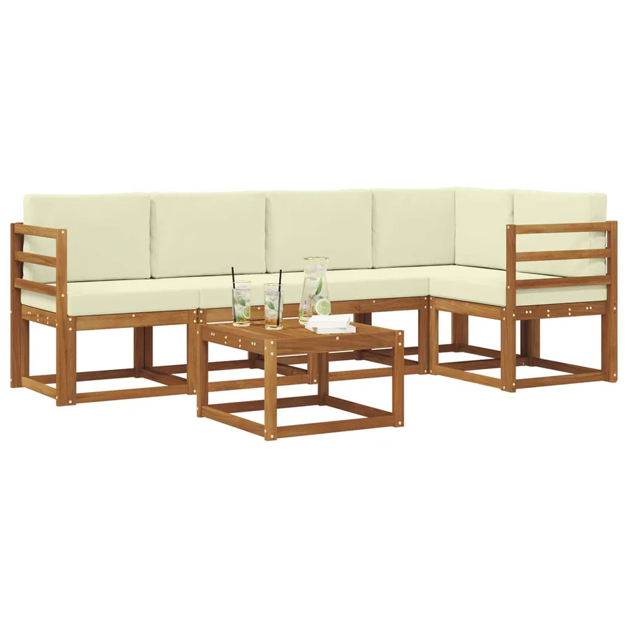 Ensemble de canapés d'extérieur 6 pcs Naturel et Crème - 3