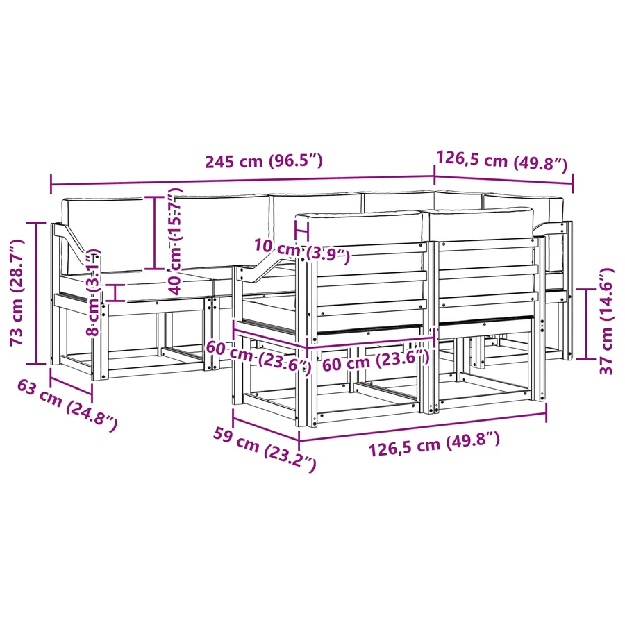 Ensemble de canapés d'extérieur 7 pcs Gris Naturel et Clair - 9