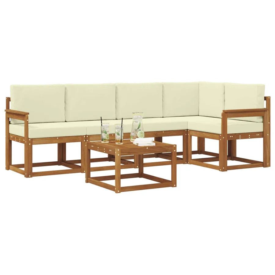 Ensemble de canapés d'extérieur 6 pcs Naturel et Crème - 3