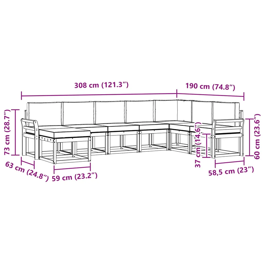 Ensemble de canapés d'extérieur 8 pcs Naturel et Crème - 9