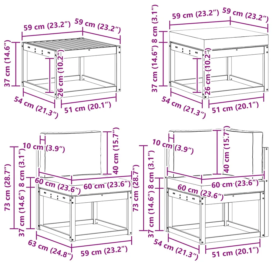 Ensemble de canapés d'extérieur 7 pcs Gris Naturel et Clair - 12