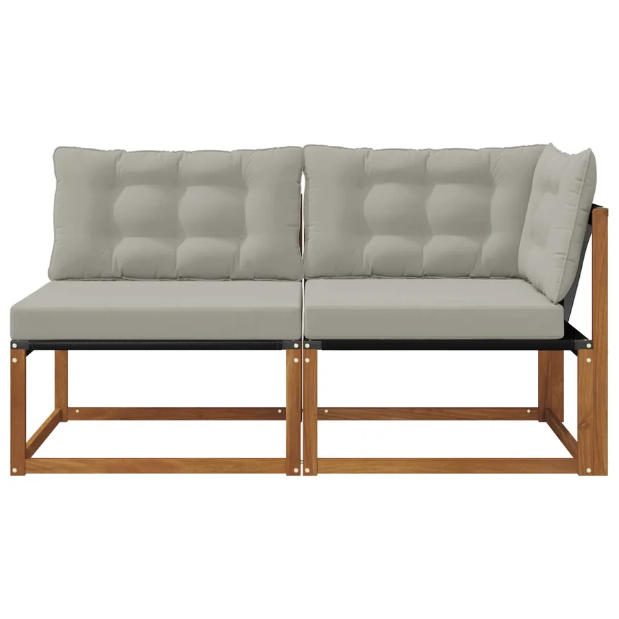 Canapé d’extérieur milieu et coin avec coussin 2 Pièce Naturel - 5