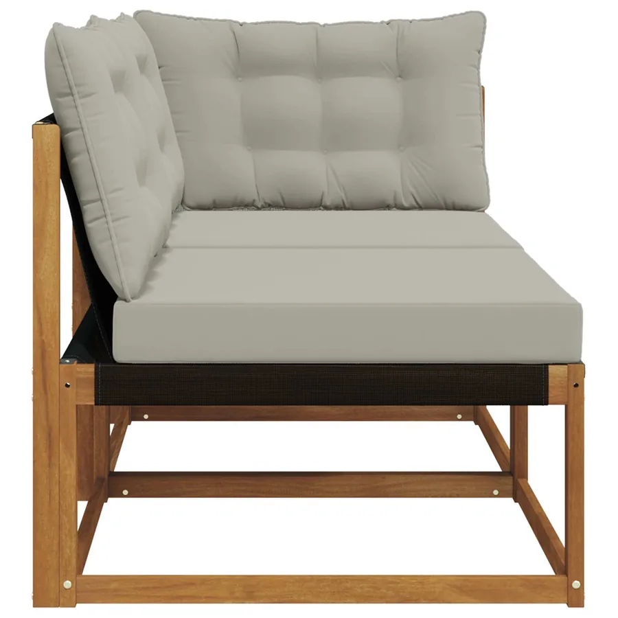 Canapé d’extérieur milieu et coin avec coussin 2 Pièce Naturel - 6