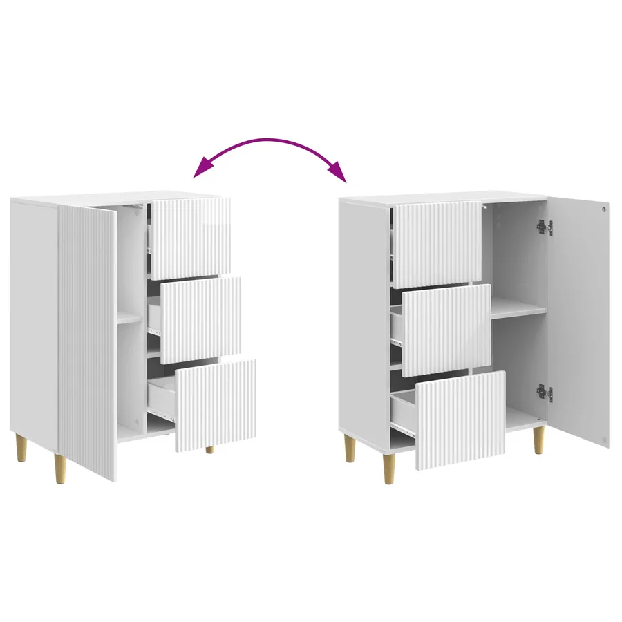 Buffet Blanc brillant 66 x 34,5 x 90 cm Bois d'ingénierie - 8