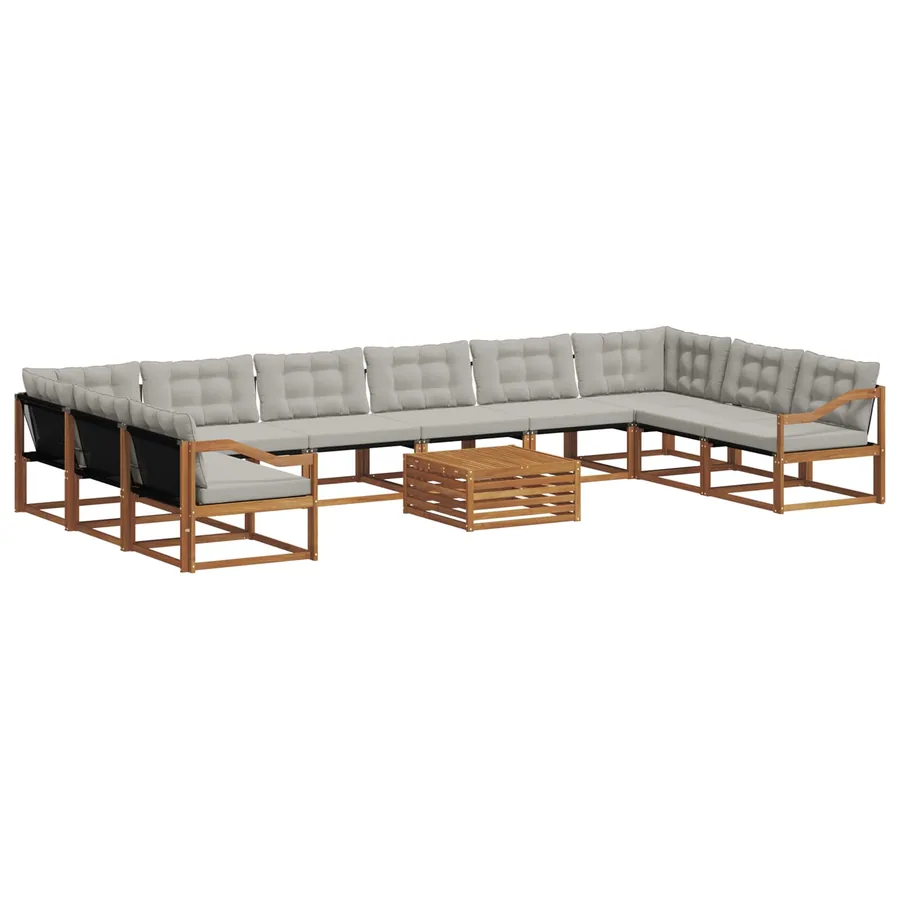 Ensemble de canapés d'extérieur 11 pcs Gris Naturel et Clair - 2