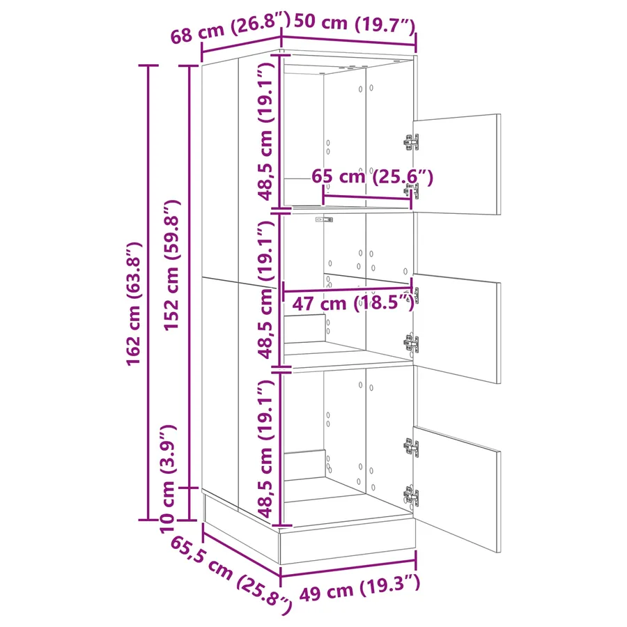 Armoire à Laver avec stockage Chêne artisanal 50 x 68 x 162 cm - 15