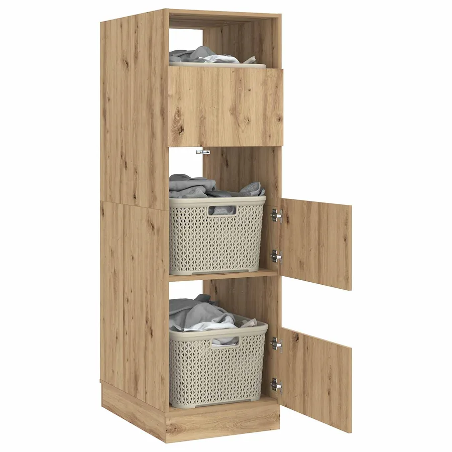 Armoire à Laver avec stockage Chêne artisanal 50 x 68 x 162 cm - 3