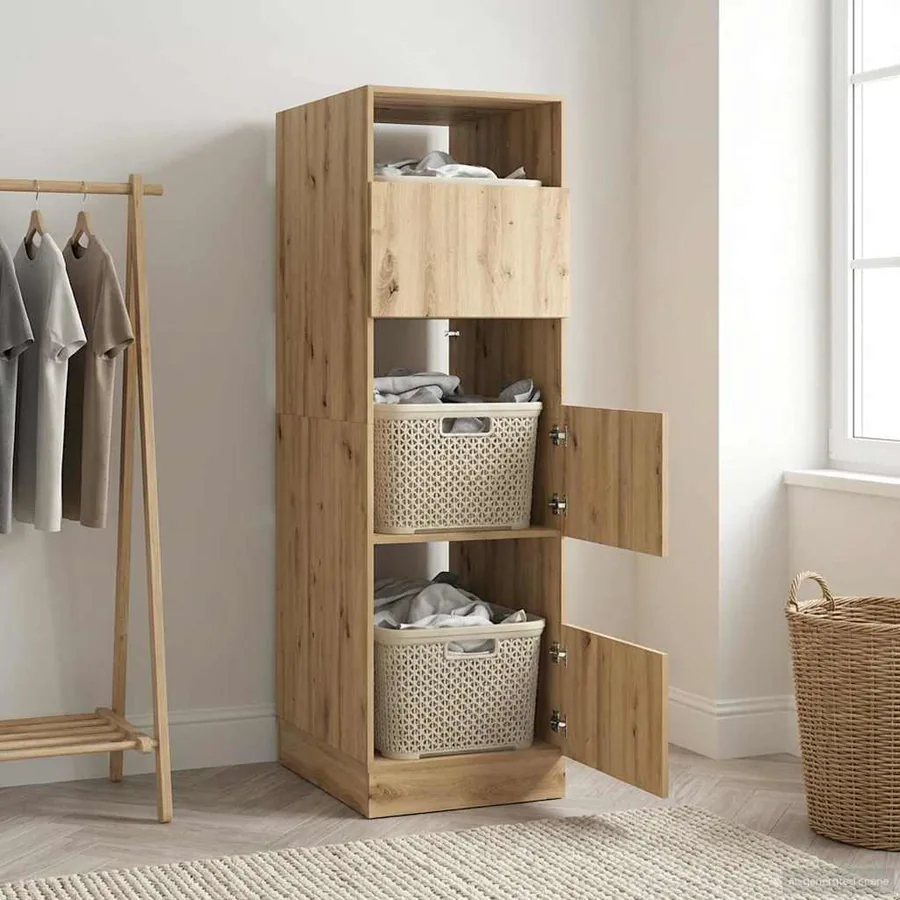 Armoire à Laver avec stockage Chêne artisanal 50 x 68 x 162 cm - 6