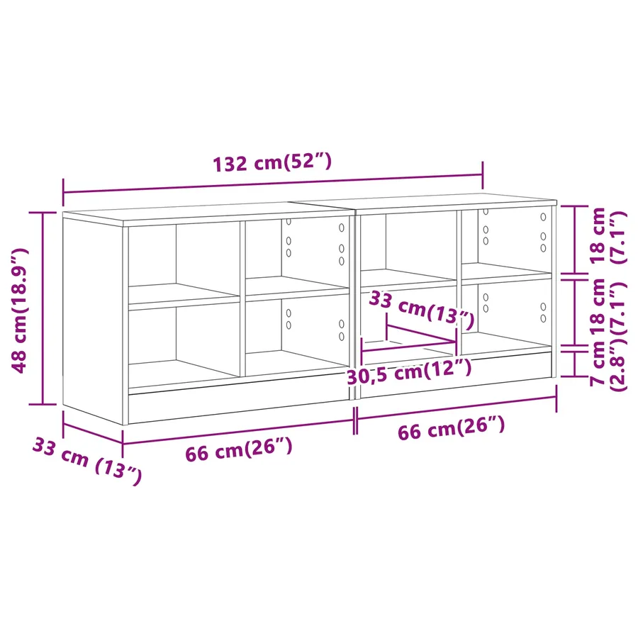 Armoire de lit avec étagère 2 pcs Sonoma gris 66 x 33 x 48 cm - 9
