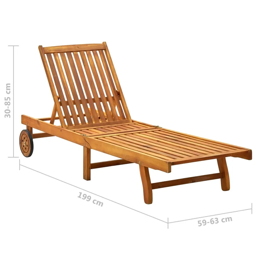 Chaise longue de jardin avec coussin Bois d'acacia solide - 11