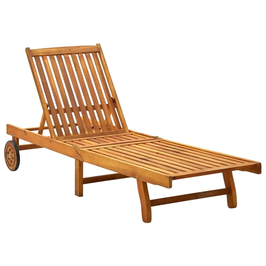 Chaise longue de jardin avec coussin Bois d'acacia solide - 2