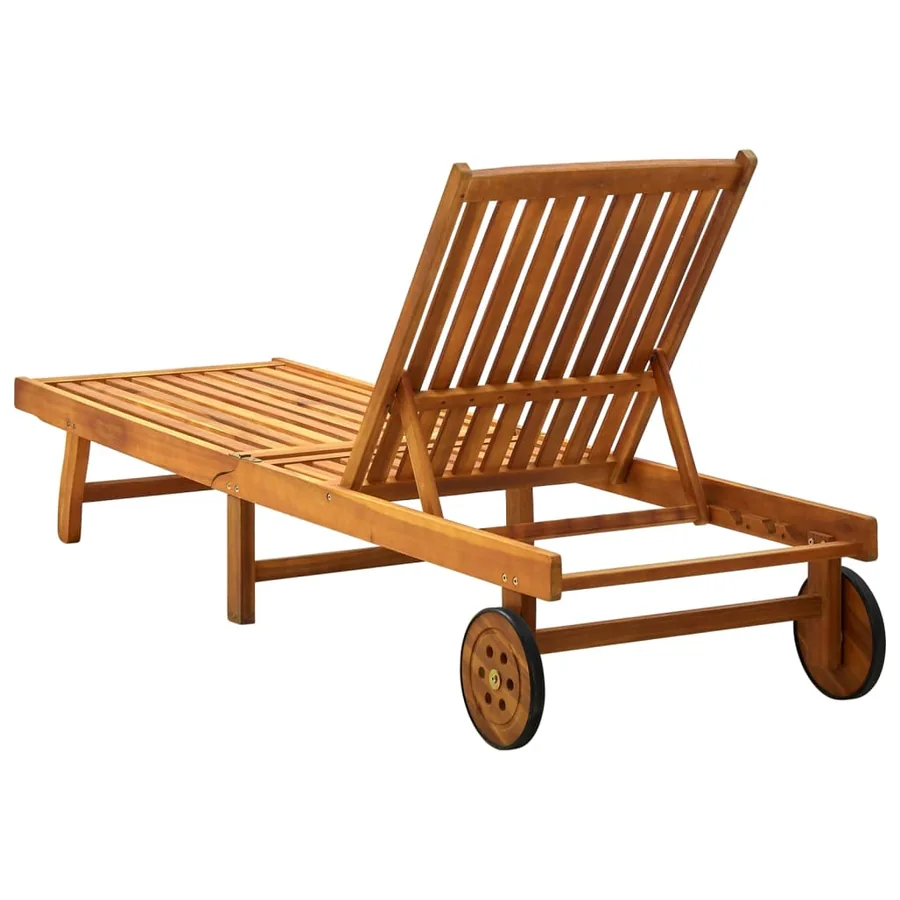 Chaise longue de jardin avec coussin Bois d'acacia solide - 4