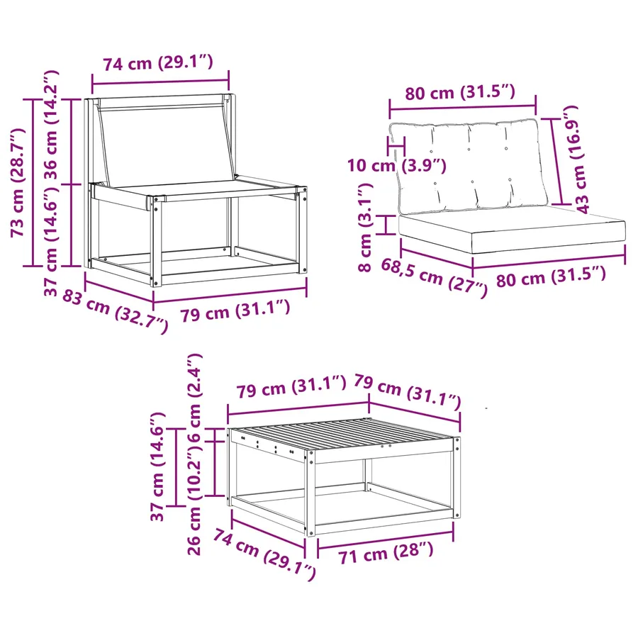 Ensemble de canapés d'extérieur 7 pcs Naturel et Crème - 13