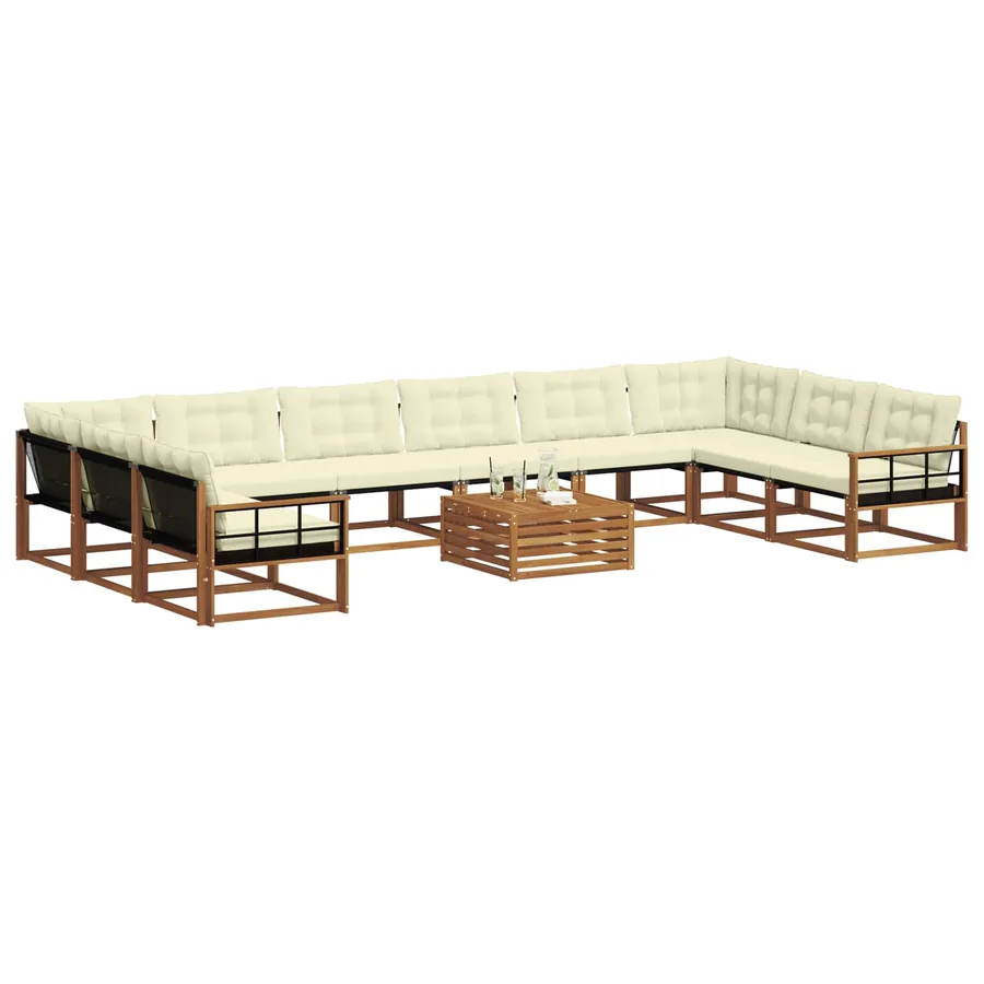 Ensemble de canapés d'extérieur 11 pcs Naturel et Crème - 3