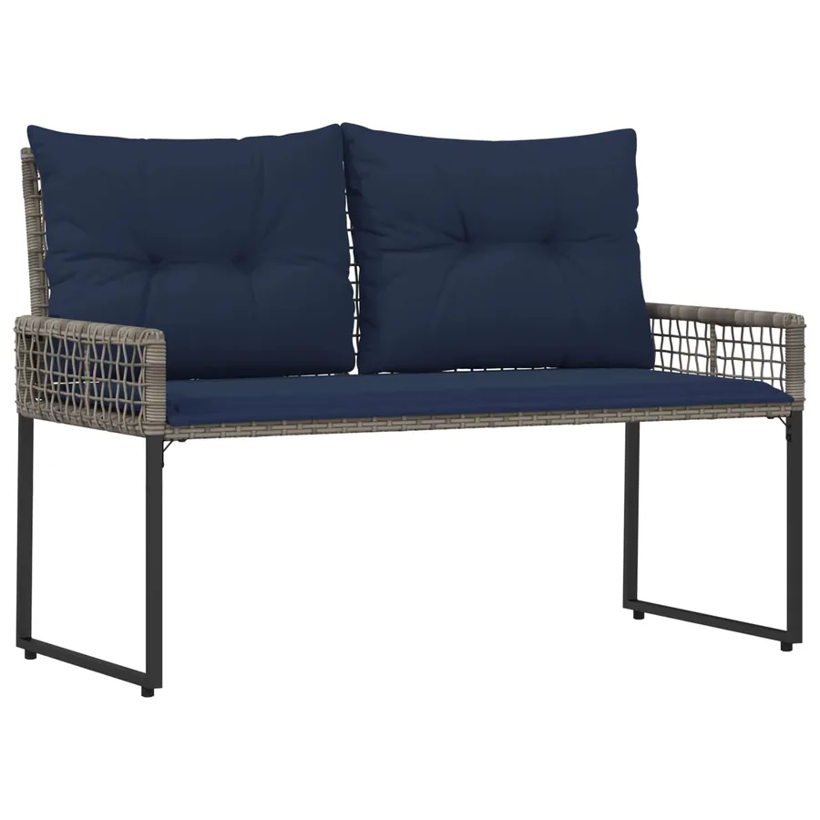Banc extérieur avec coussin Gris et Marine 118 x 55 x 82 cm - 2