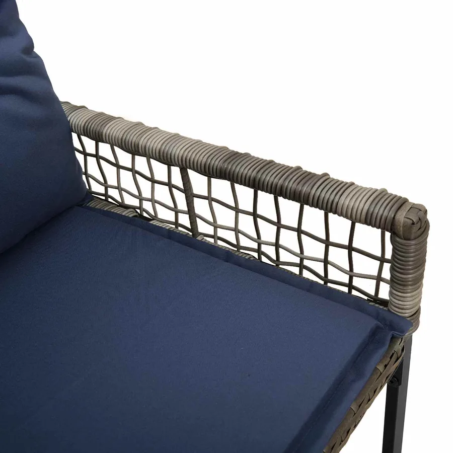 Banc extérieur avec coussin Gris et Marine 118 x 55 x 82 cm - 9
