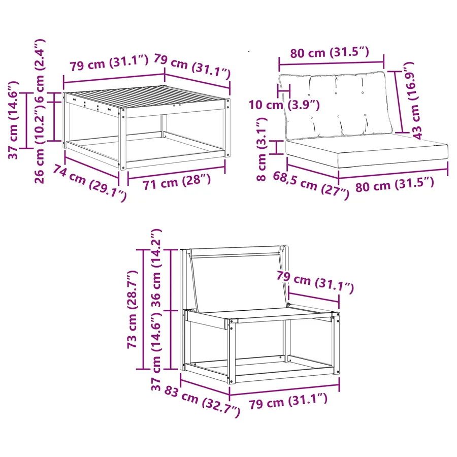 Ensemble de canapés d'extérieur 5 pcs Gris Naturel et Clair - 12