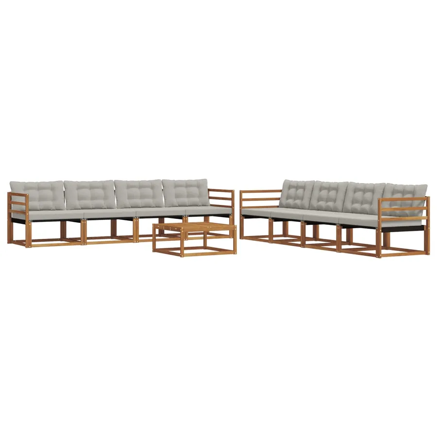 Ensemble de canapés d'extérieur 9 pcs Gris Naturel et Clair - 2
