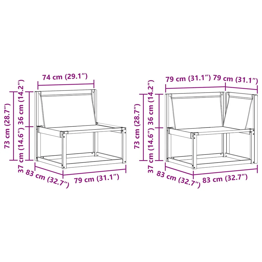 Ensemble de canapés d'extérieur 9 pcs Gris Naturel et Clair - 13
