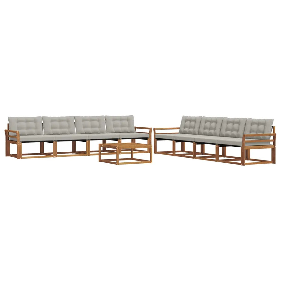 Ensemble de canapés d'extérieur 9 pcs Gris Naturel et Clair - 2
