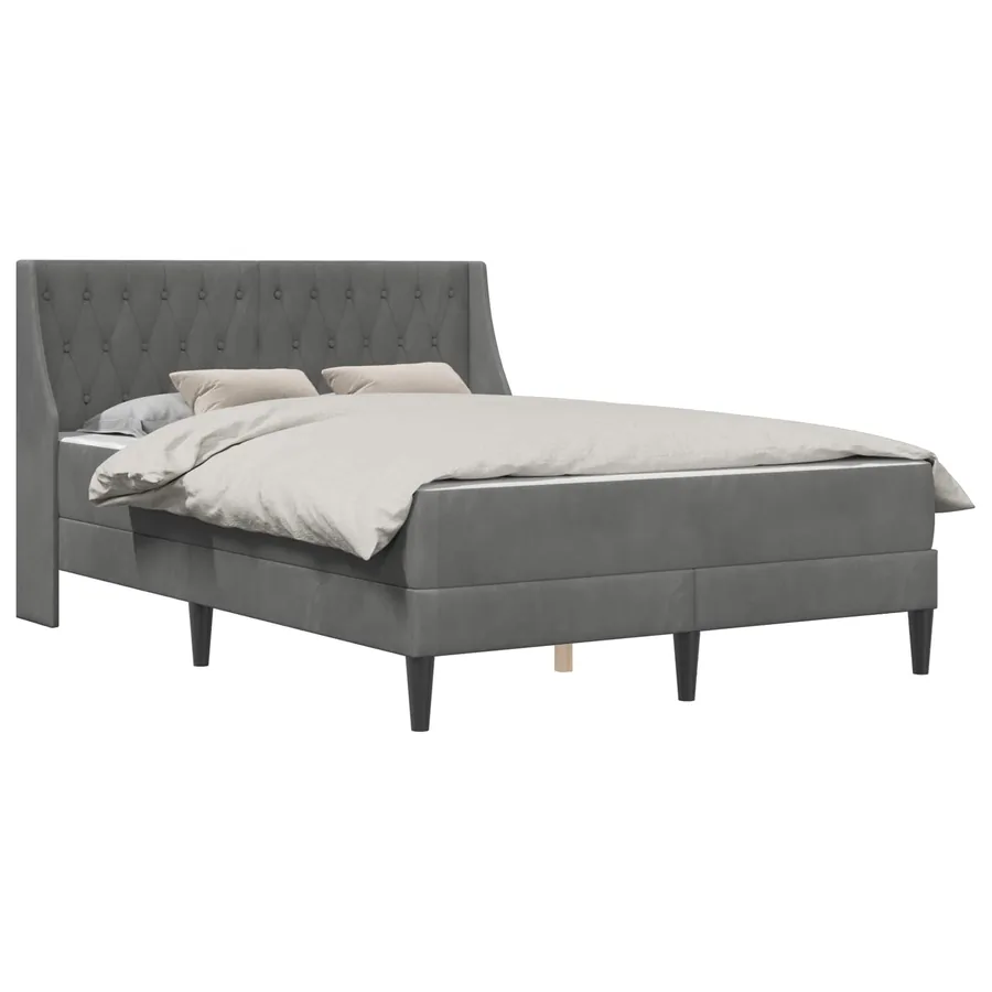 Cadre de lit avec matelas Gris foncé 120 x 200 cm Velours - 2