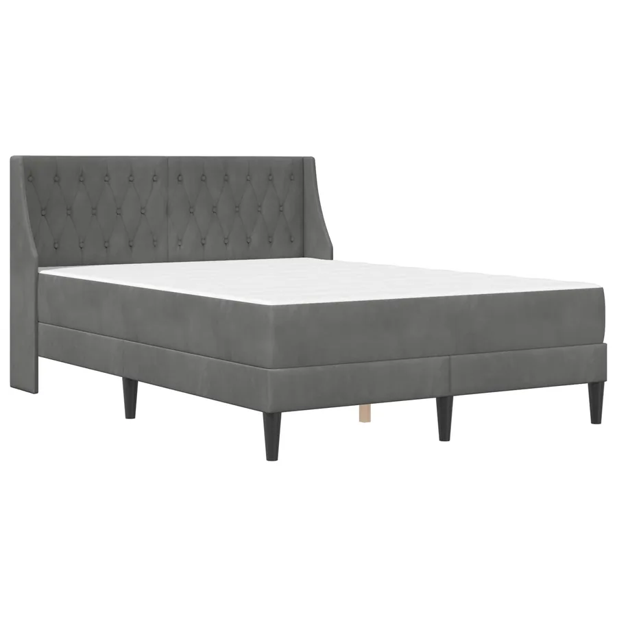 Cadre de lit avec matelas Gris foncé 120 x 200 cm Velours - 3