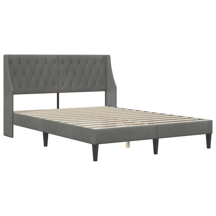 Cadre de lit avec matelas Gris foncé 120 x 200 cm Velours - 4