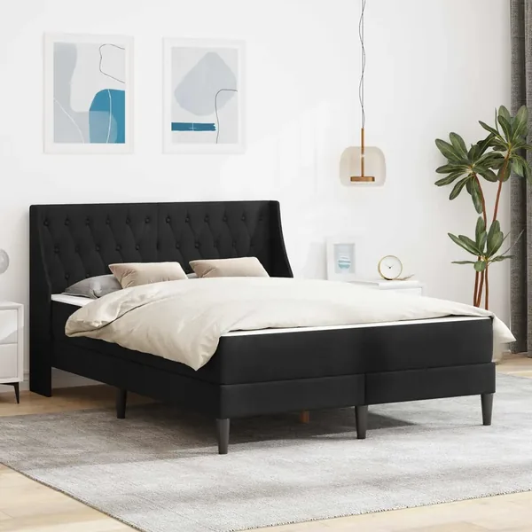 Cadre de lit avec matelas Noir 140 x 190 cm Velours