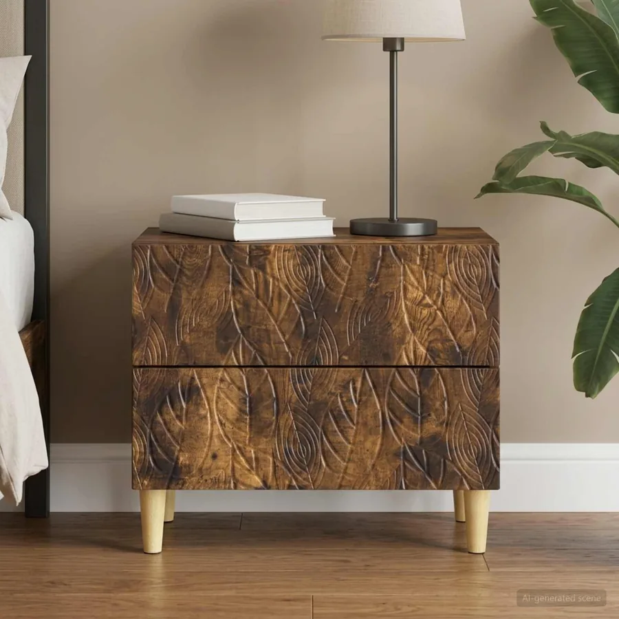 Table de chevet Chêne fumé 62 x 34,5 x 48 cm Bois d'ingénierie