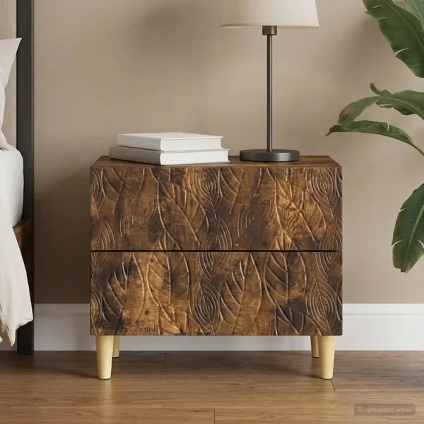 Table de chevet Chêne fumé 62 x 34,5 x 48 cm Bois d'ingénierie
