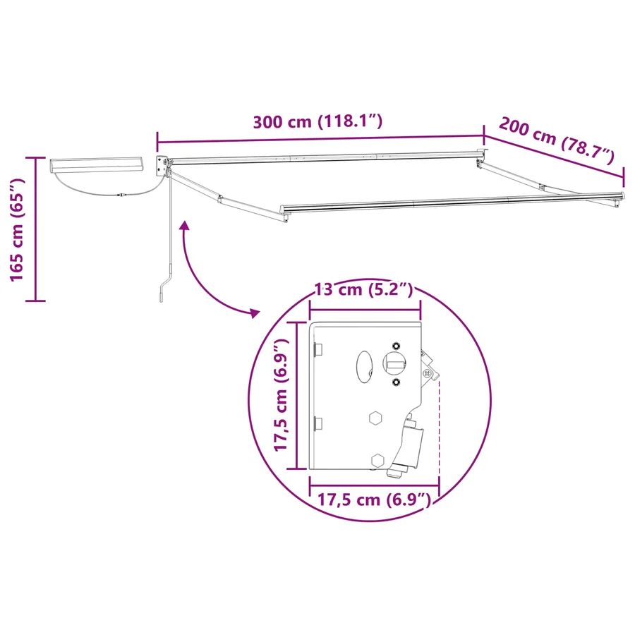 Cadre de store rétractable électrique Anthracite 3 x 2 m Acier - 10