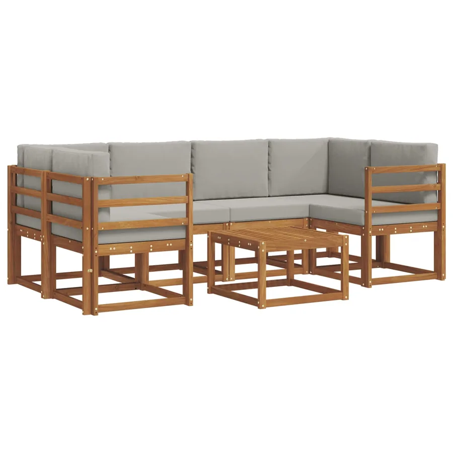 Ensemble de canapés d'extérieur 7 pcs Gris Naturel et Clair - 2
