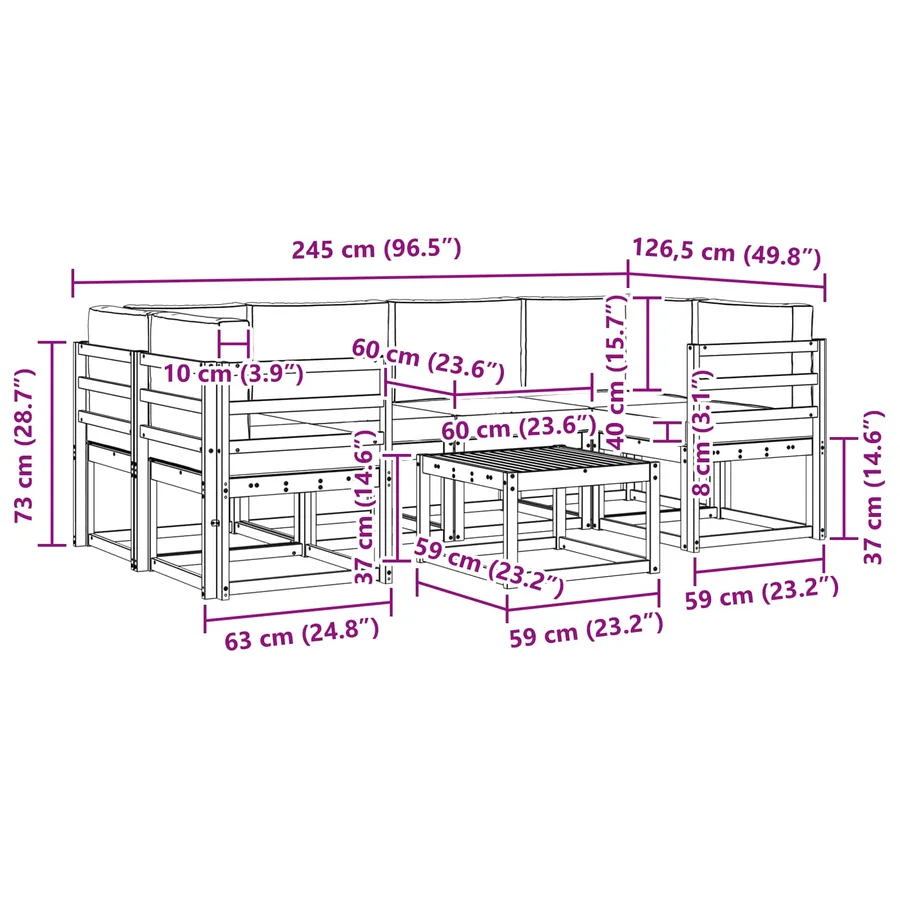 Ensemble de canapés d'extérieur 7 pcs Gris Naturel et Clair - 8