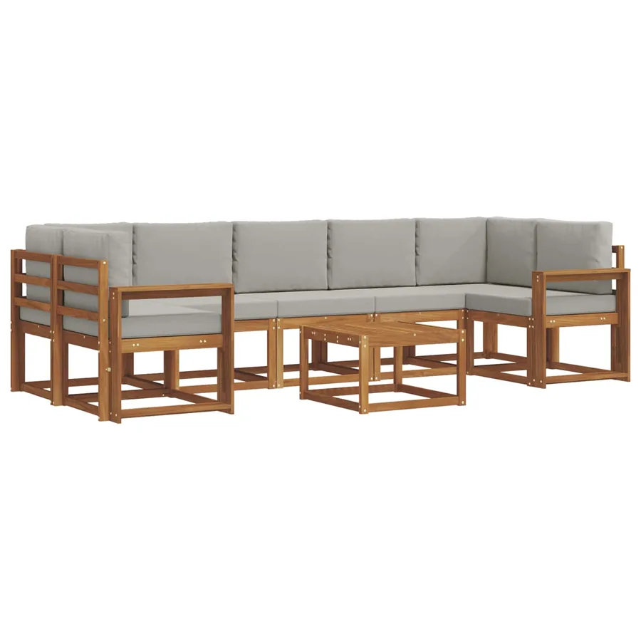 Ensemble de canapés d'extérieur 8 pcs Gris Naturel et Clair - 2