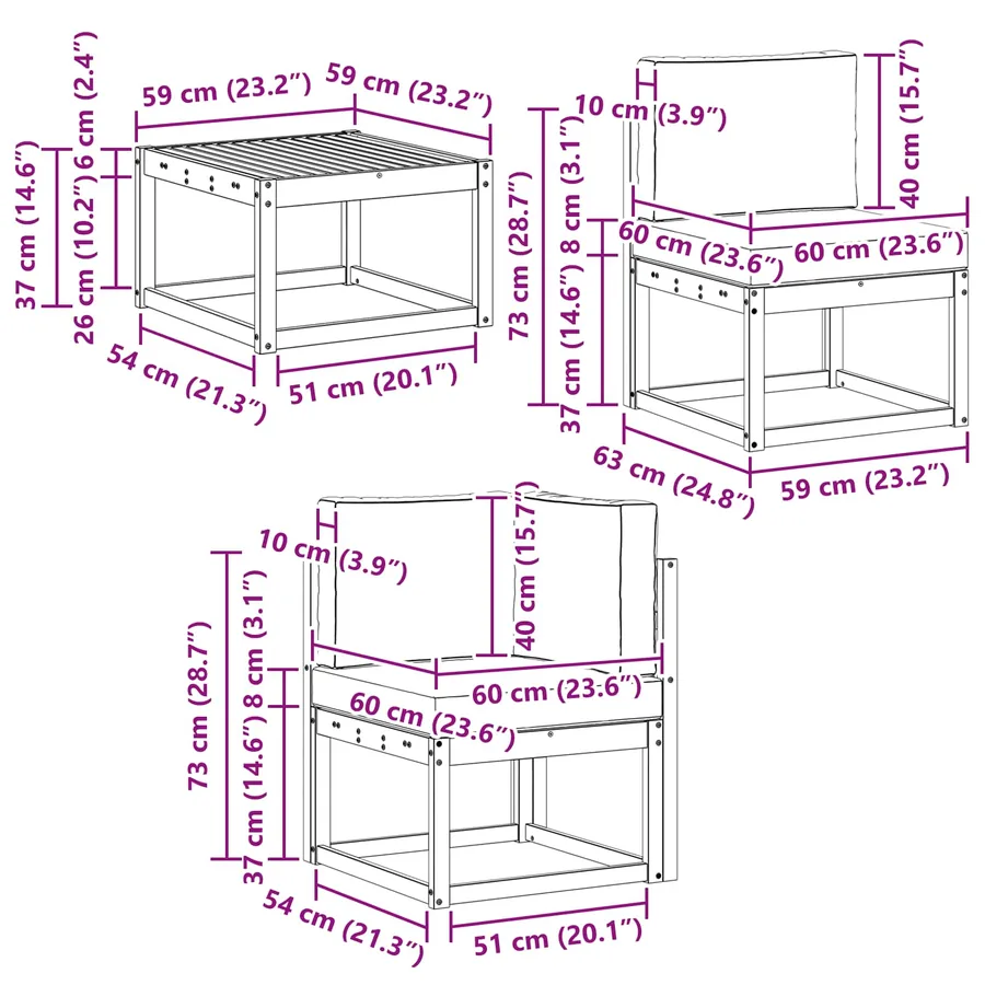Ensemble de canapés d'extérieur 7 pcs Gris Naturel et Clair - 12