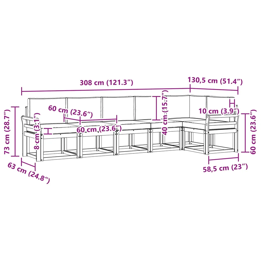 Ensemble de canapés d'extérieur 6 pcs Gris Naturel et Clair - 8