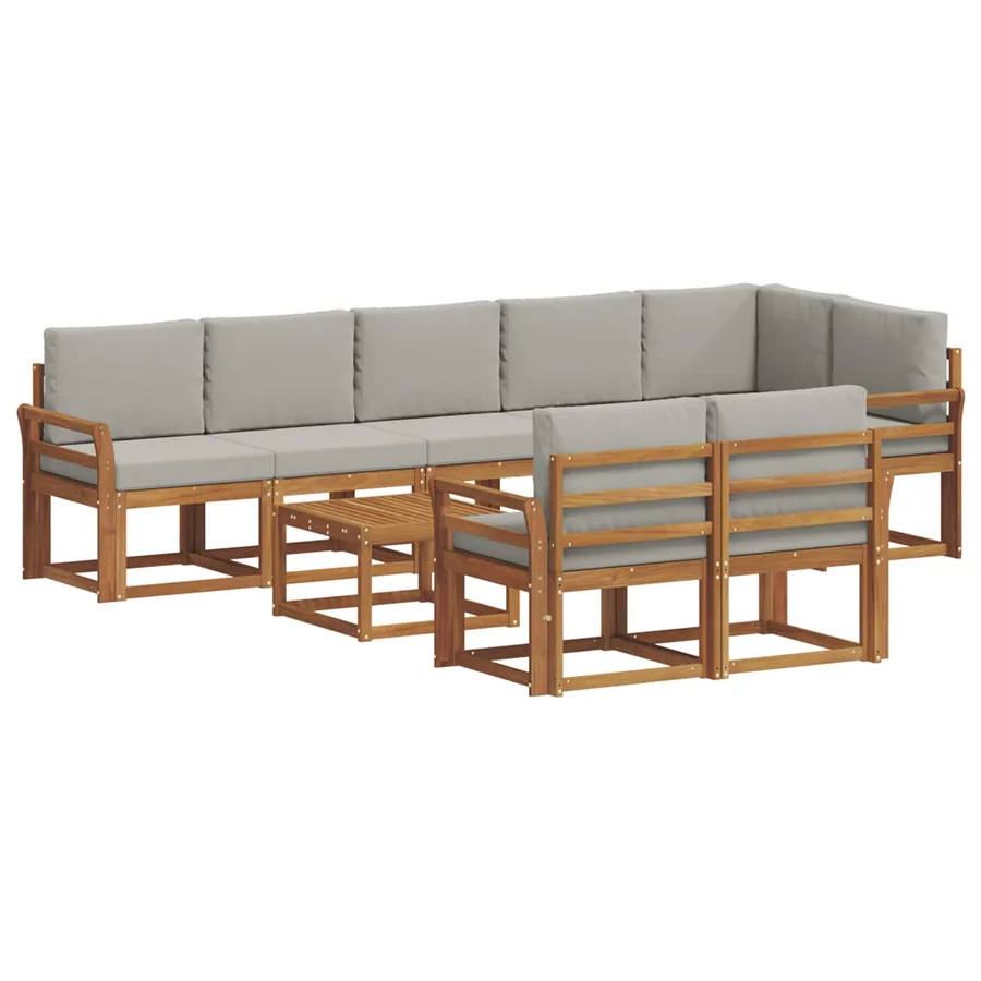 Ensemble de canapés d'extérieur 9 pcs Gris Naturel et Clair - 2