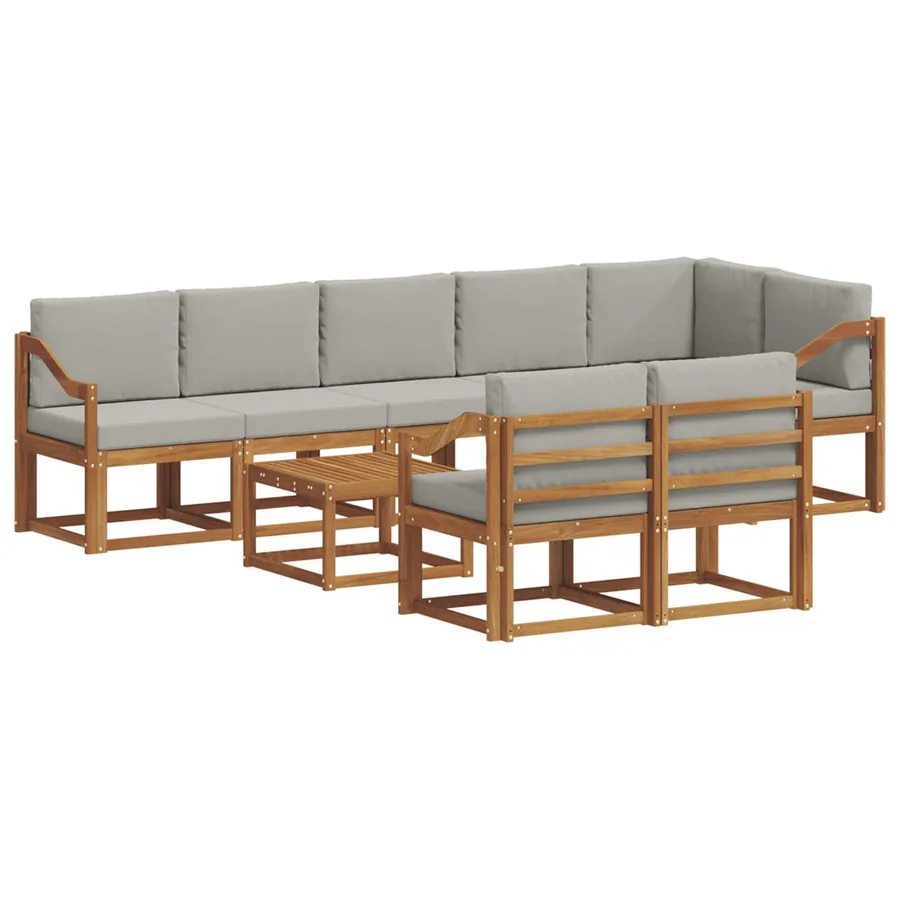 Ensemble de canapés d'extérieur 9 pcs Gris Naturel et Clair - 2